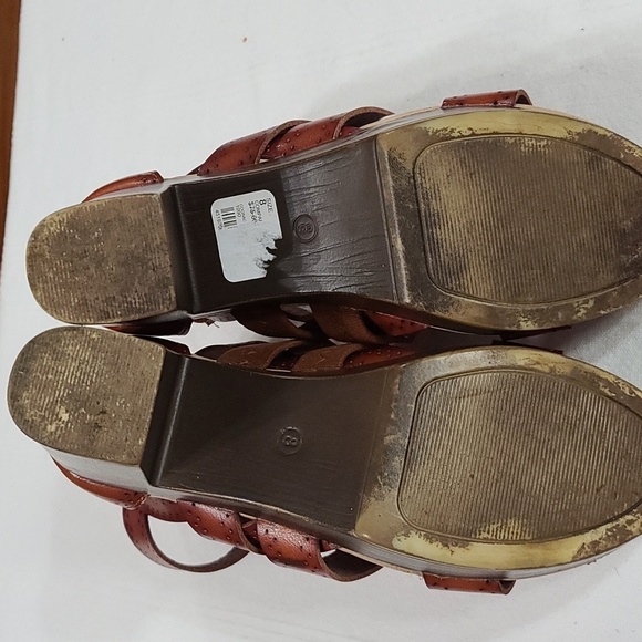 C Comfort Womens Faux Brown Leather Heeled Sandals Strappy Zips Ankle Strap Sz 8 - Picture 12 of 15